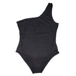 Bodysuit One-Shoulder Black Snap Closure Womens Large L New in Bag